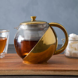 Fuso  Gold Finish Glass 600 ml Teapot With Infuser