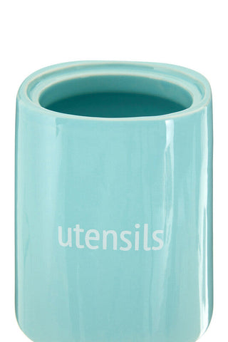 Fletcher Blue Ceramic Utensil Holder