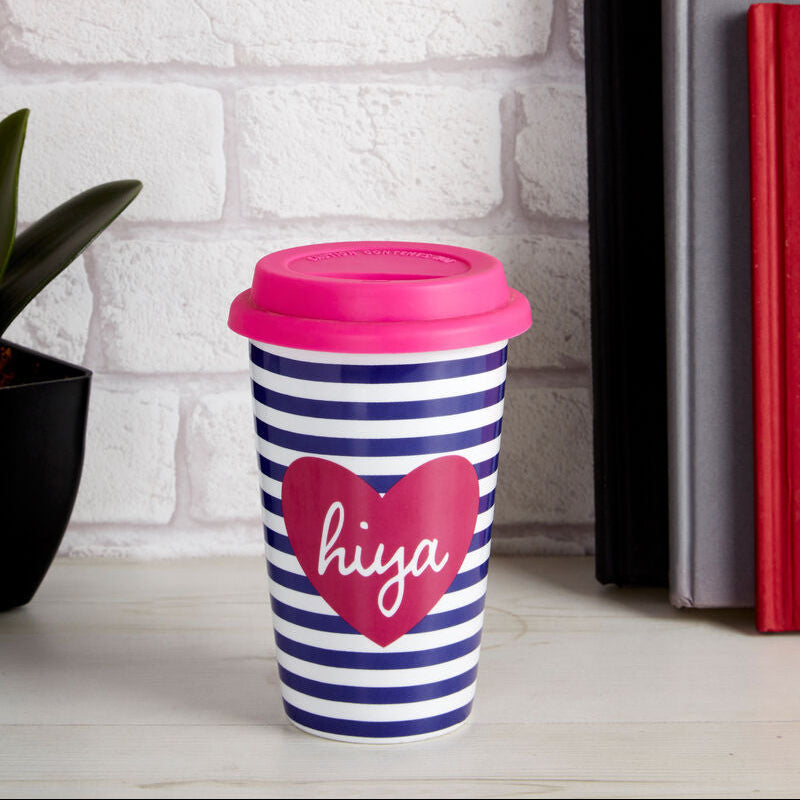 Taza Hiya Ceramic Travel Mug with Silicone Lid