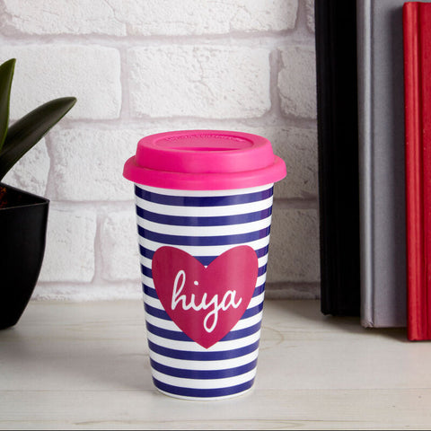 Taza Hiya Ceramic Travel Mug with Silicone Lid