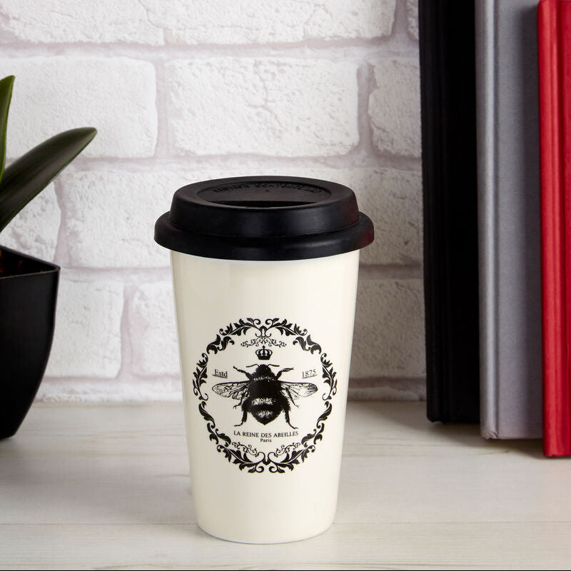 Taza Queen Bee Ceramic Travel Mug With Silicone Lid
