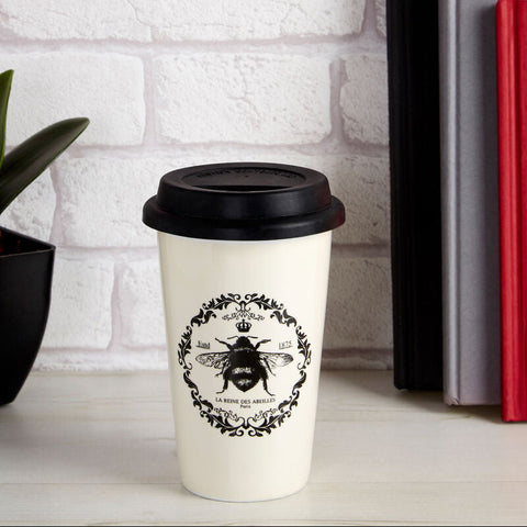 Taza Queen Bee Ceramic Travel Mug With Silicone Lid