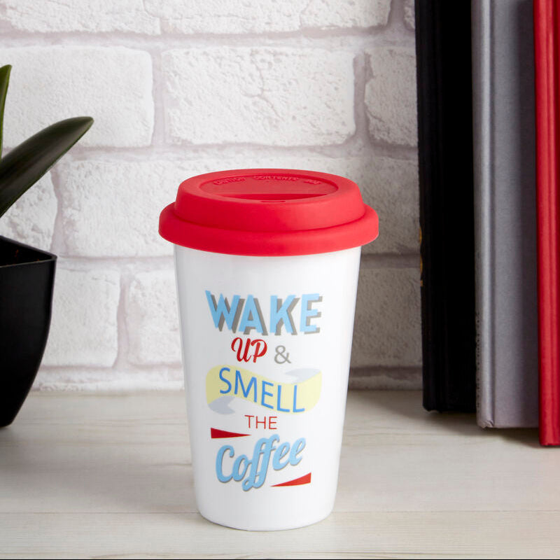 Taza Wake Up Ceramic Travel Mug with Silicone Lid