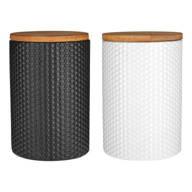 Geome 750ml Black Canister with Bamboo Lid