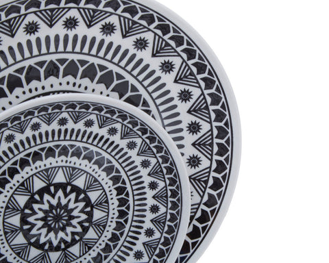 Maya 12 Piece Black And White Dinner Set