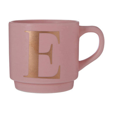 Signet Pink Monogram Mug, E