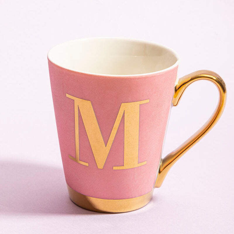 Frosted Deco Pink Monogram Mug, M
