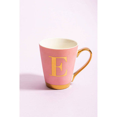Frosted Deco Pink Monogram Mug, E