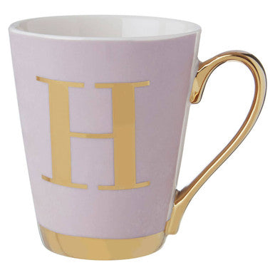 Frosted Deco Lilac Monogram Mug, H
