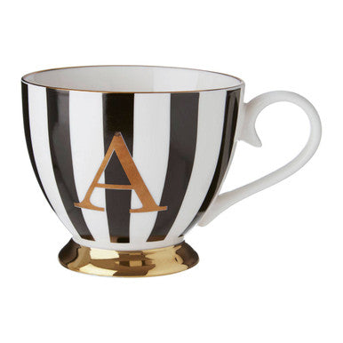 Duchess Black and White Monogram Mug, A