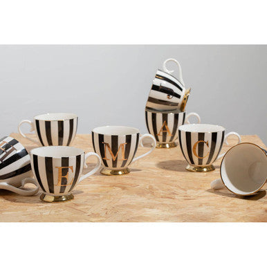 Duchess Black and White Monogram Mug, A