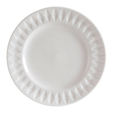Avie 16 Piece White Embossed Dinner Set