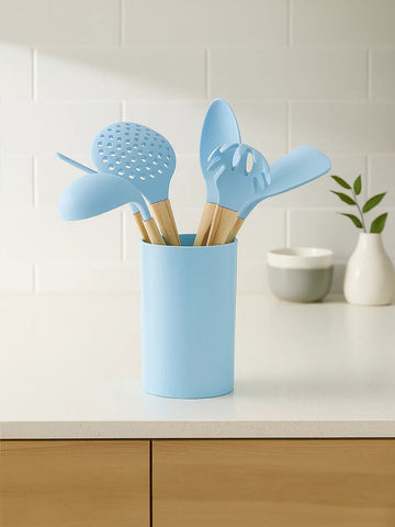 Zing 7 Piece Utensil Set In Pastel Blue