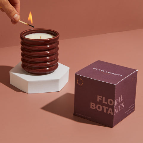 Contemporary Kiln Burgundy Candle - Floral Botanics
