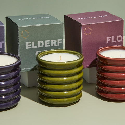 Contemporary Kiln Olive Candle - Elderflower & Coconut