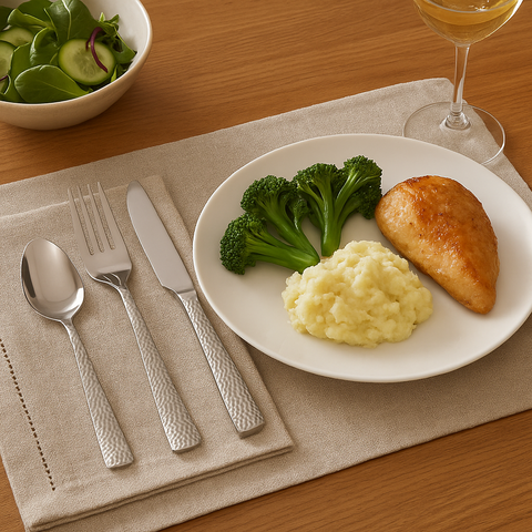 Martello Hammered 24 Piece Cutlery Set