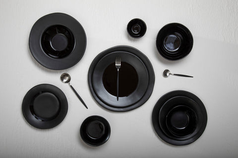 Avie 16 Piece Matte  Silver And Black Cutlery Set