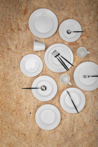 Avie 16 Piece Matte  Silver And Black Cutlery Set