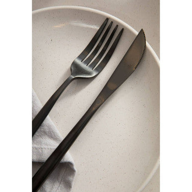 Modern Retro 16 Piece Matte Black Cutlery Set