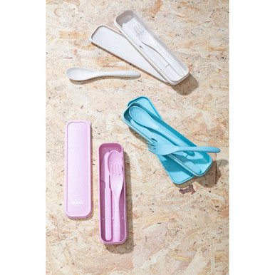Mimo 3 Piece Natural Wheat Straw Travel Cutlery Set