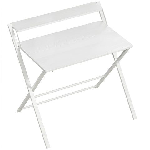 HOMCOM Compact Folding Desk for Small Spaces with Storage Shelf for Home Office, White