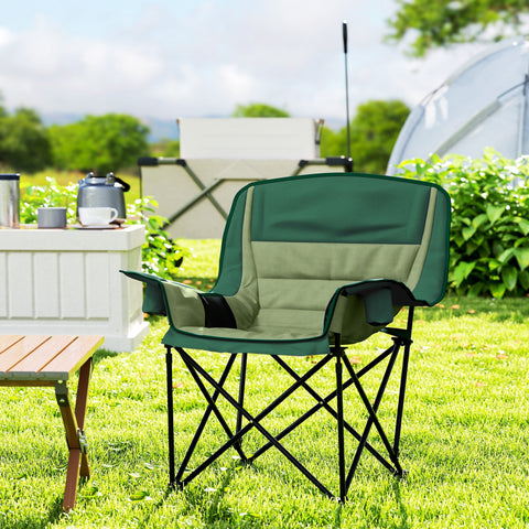 Outsunny Portable Padded Camping Chair, with Bag - Olive Green