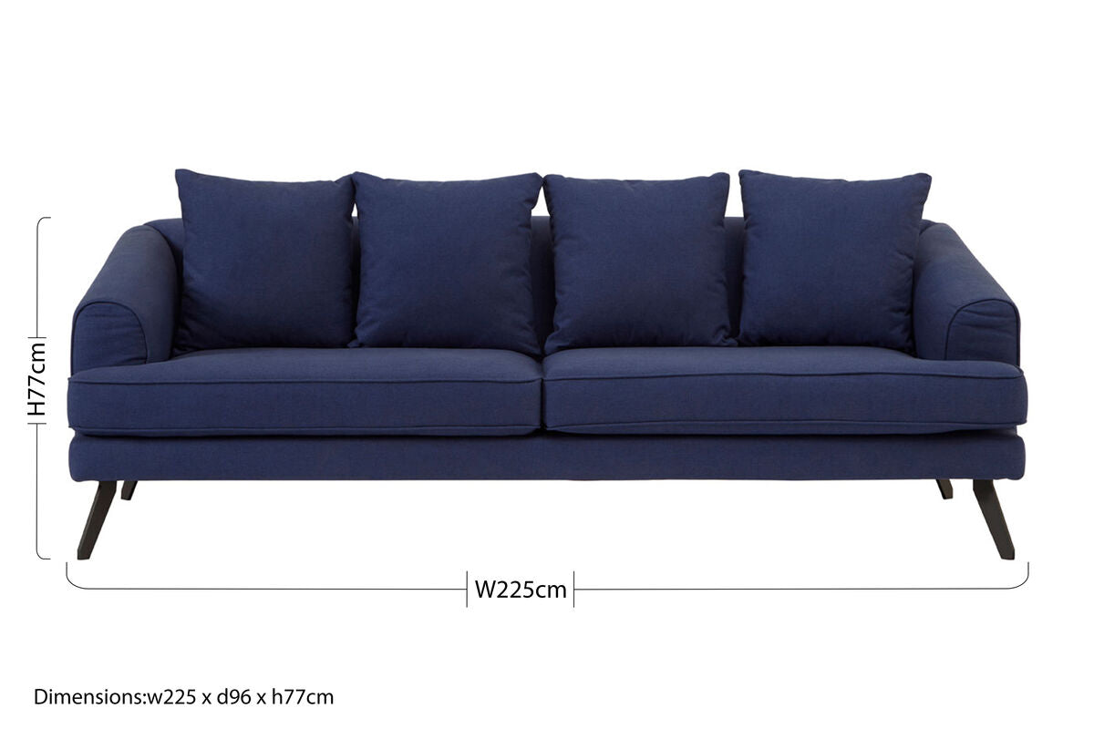 Mylo 3 Seater Navy Fabric Sofa
