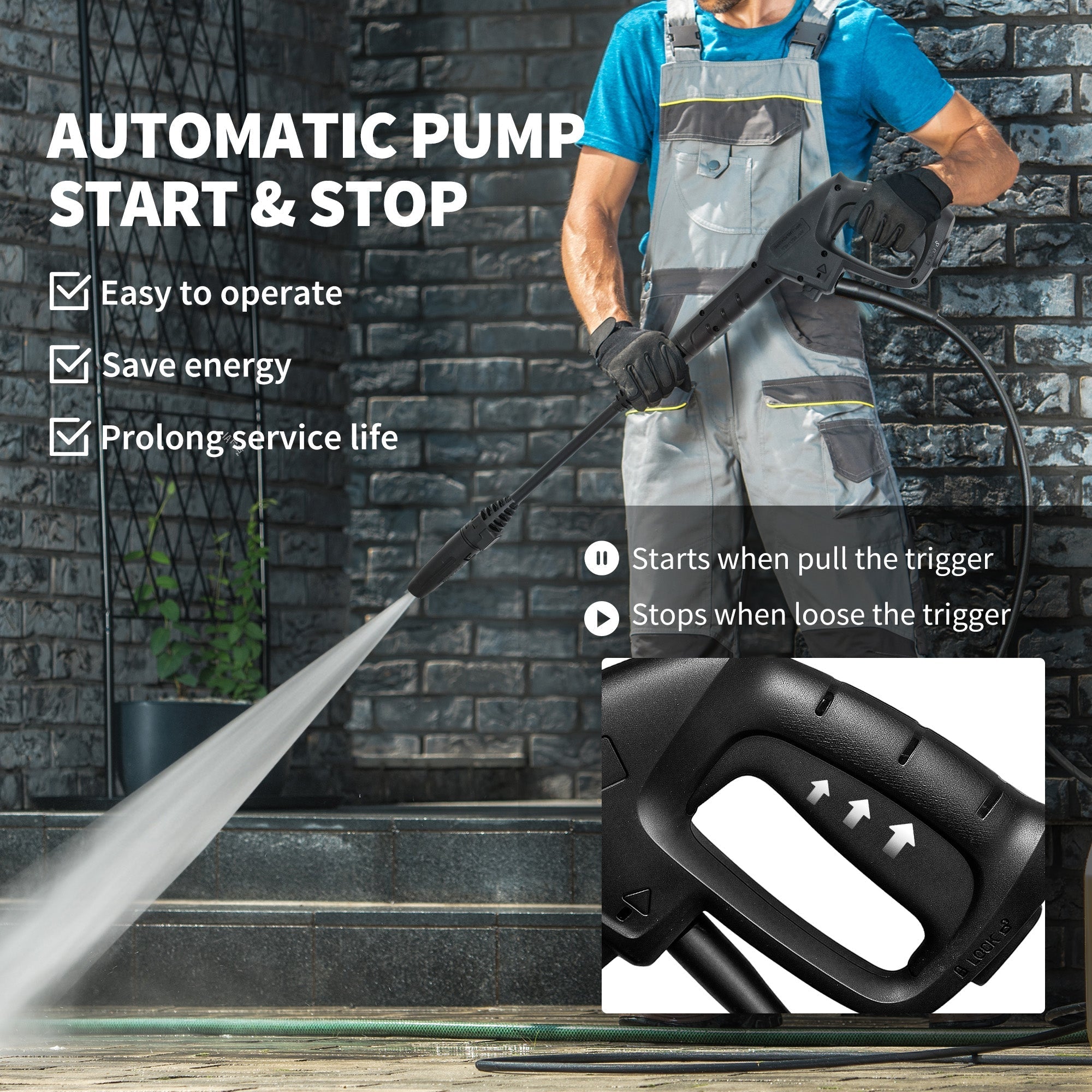 Outsunny 1800W High Pressure Washer, 150 Bar Pressure, 420 L/h Flow, Portable Power Washer Jet Wash Cleaner with Adjustable Nozzle, 6M Hose, Hose Reel, Steel Handle for Home Patio Car Driveway, Green