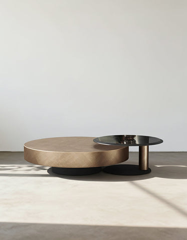 Gold Nesting Coffee Table, With Black Side Table