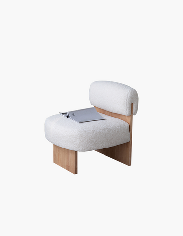 Evander Boucle Armchair with Wooden Frame