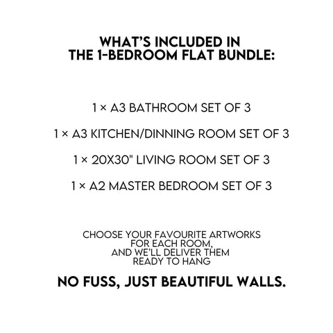 1-Bedroom Flat Wall Art Bundle – Ready-to-Hang Art for a Stylish Home
