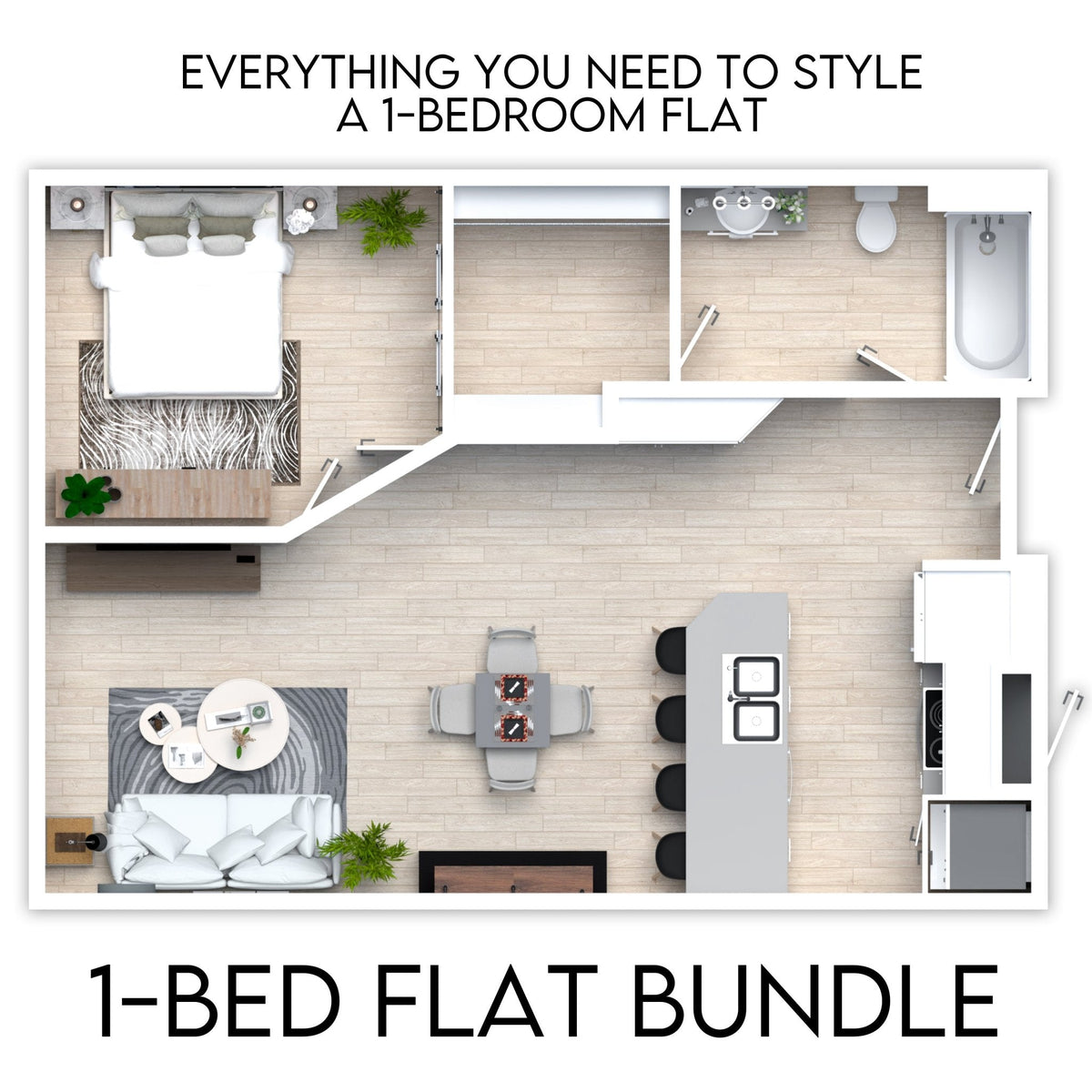 1-Bedroom Flat Wall Art Bundle – Ready-to-Hang Art for a Stylish Home