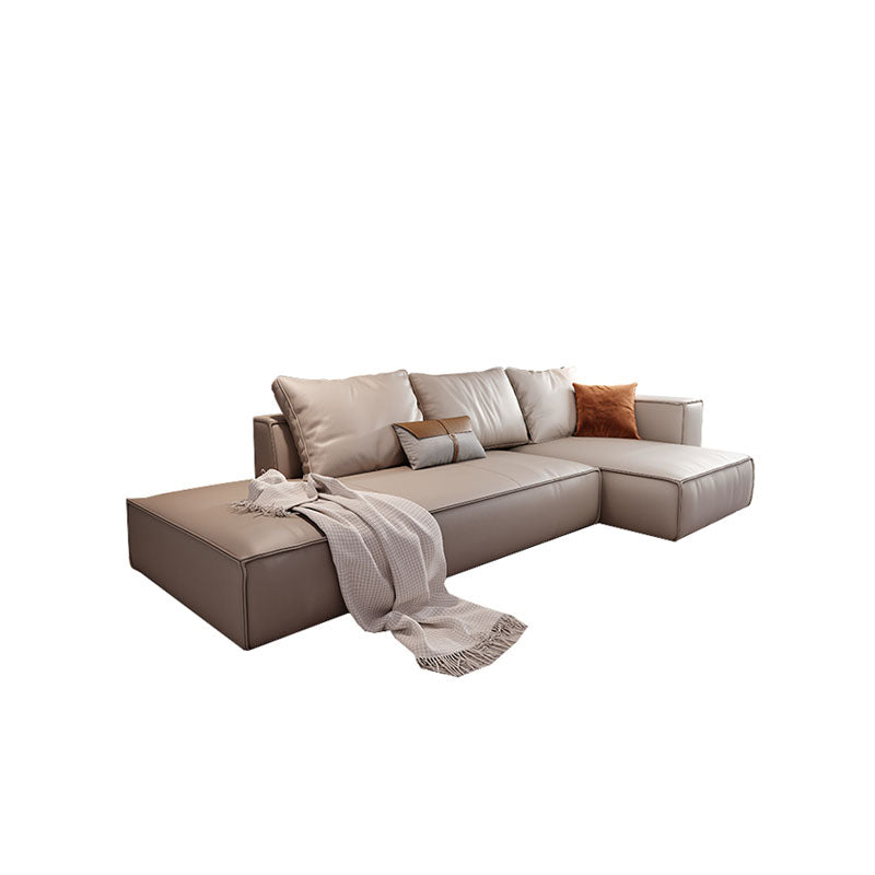 Zora Four Seater Corner Sofa, Real Leather, Beige