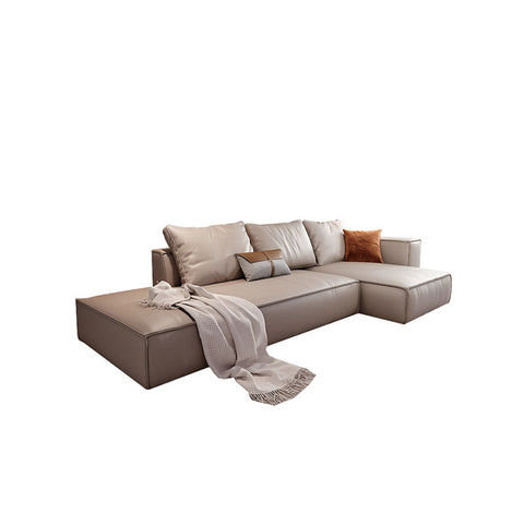 Zora Four Seater Corner Sofa, Real Leather, Beige