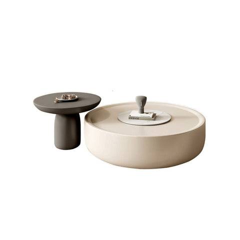 Cenhelm Nesting Coffee Table Set, Cream And Black