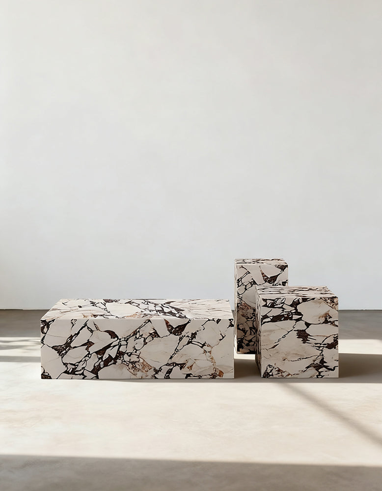 Kabelo Coffee Table Set, Sintered Stone/Marble