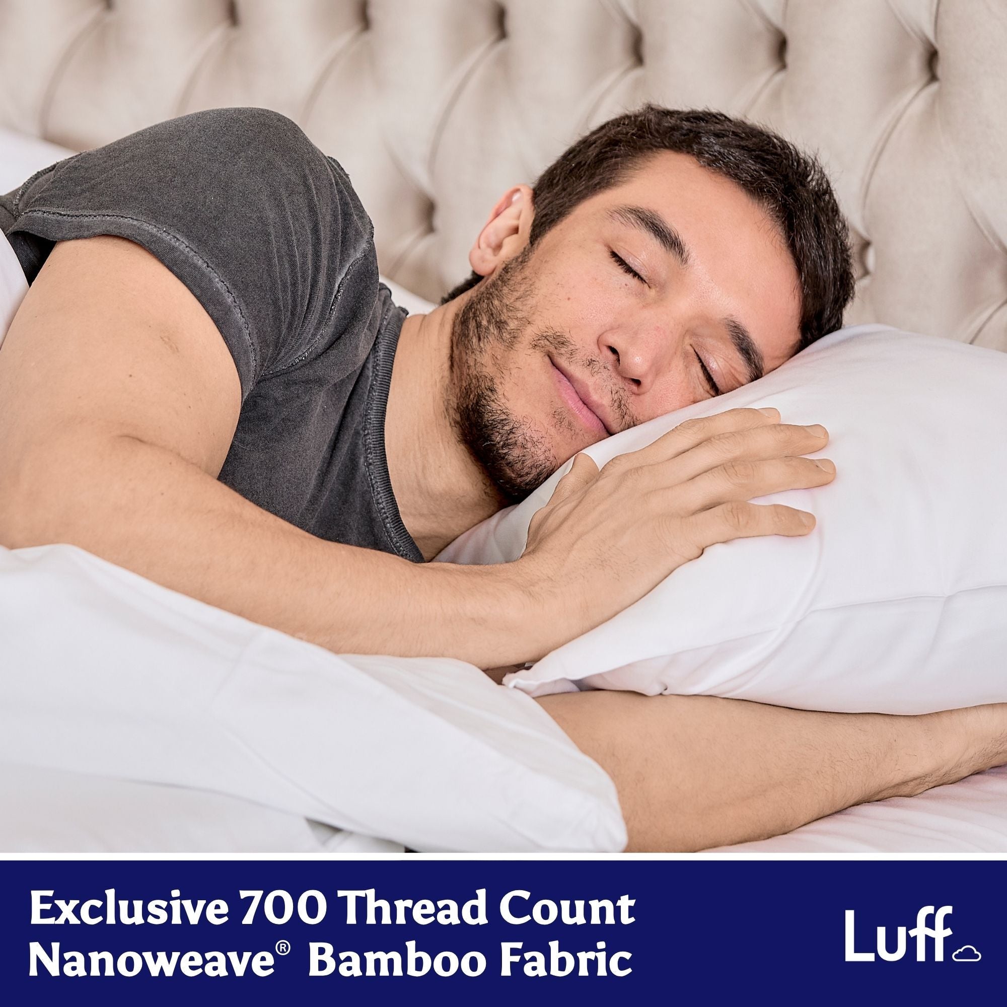 White quilted pillow made of luffs exclusive 700 thread count nanoweave bamboo fabric in 100% organic bamboo silk pillowcases 2 pack