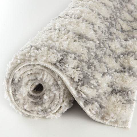 Moroccan Ivory Grey Shaggy Rug | 1000