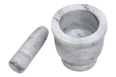 Salerno White Marble Large Mortar and Pestle