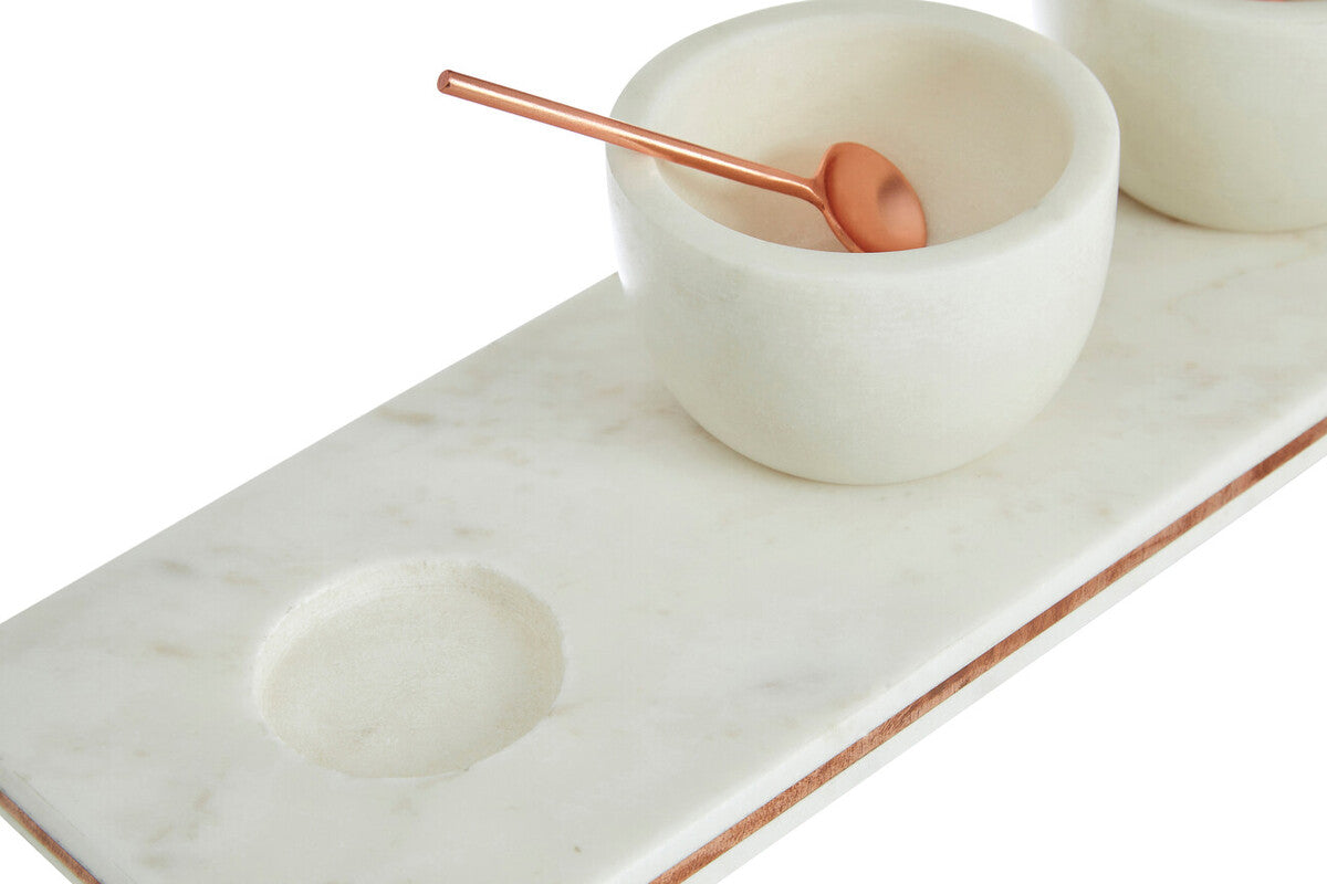 Monzaro Marble Dip Bowls With Board Set