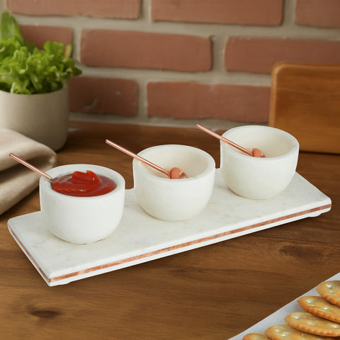 Monzaro Marble Dip Bowls With Board Set