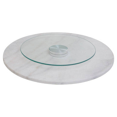 Kindia Round White Marble Lazy Susan
