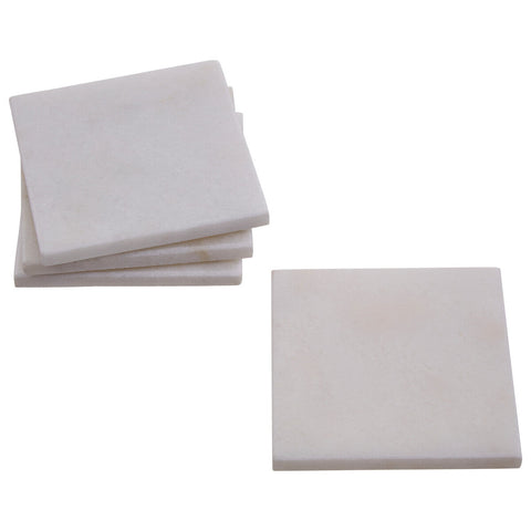 Kindia Set Of Four White Marble Square Coasters