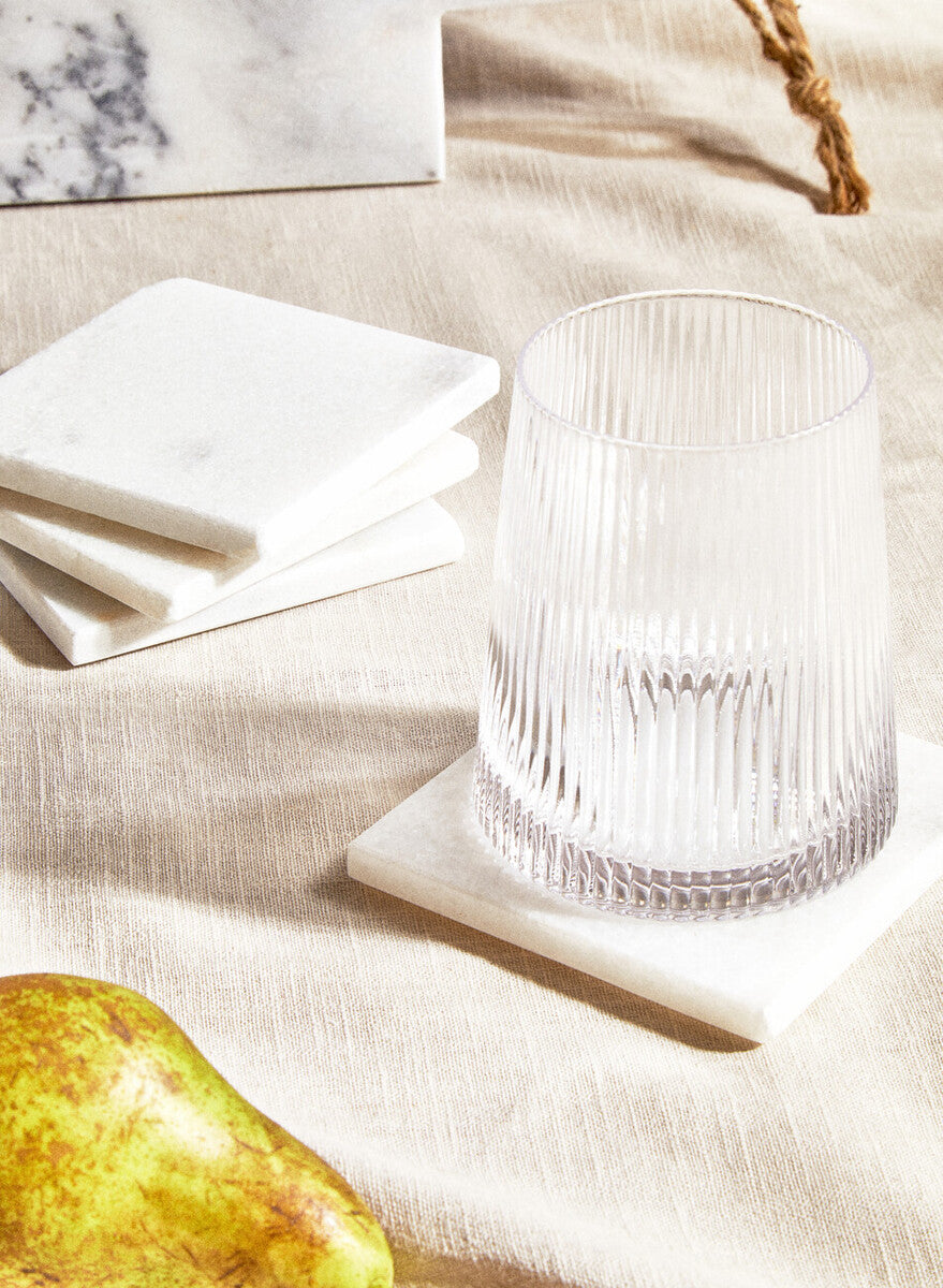 Kindia Set Of Four White Marble Square Coasters
