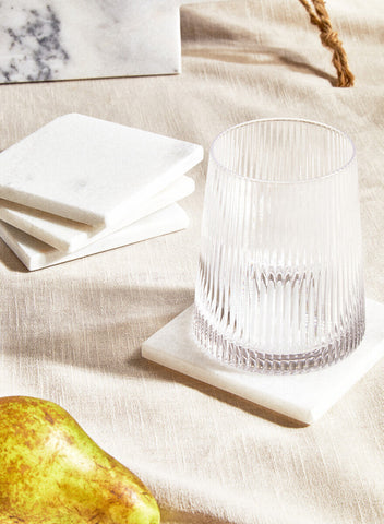 Kindia Set Of Four White Marble Square Coasters