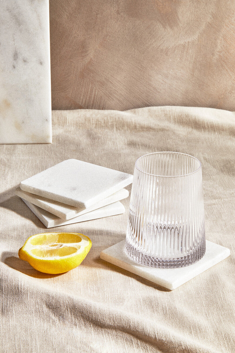 Kindia Set Of Four White Marble Square Coasters
