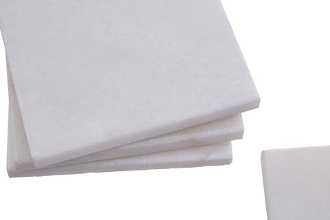 Kindia Set Of Four White Marble Square Coasters
