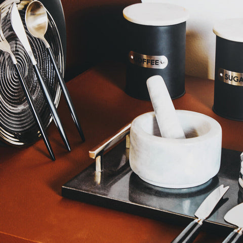 Salerno Grey Marble Mortar And Pestle