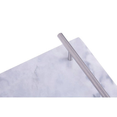 Salerno Grey Marble Serving Board With Silver Handles