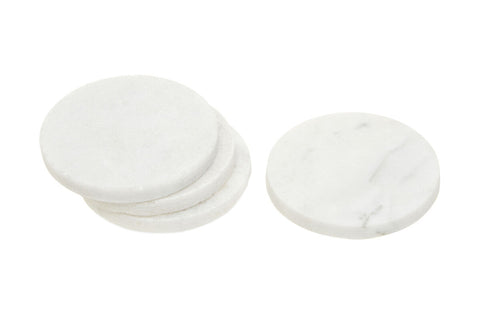 Kindia Set Of 4 White Marble Round Coasters